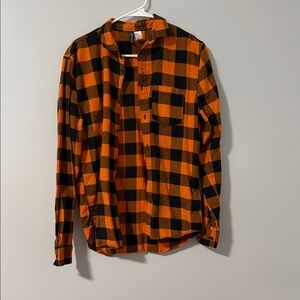 Divided Men's Checkered Shirt in Orange and Black